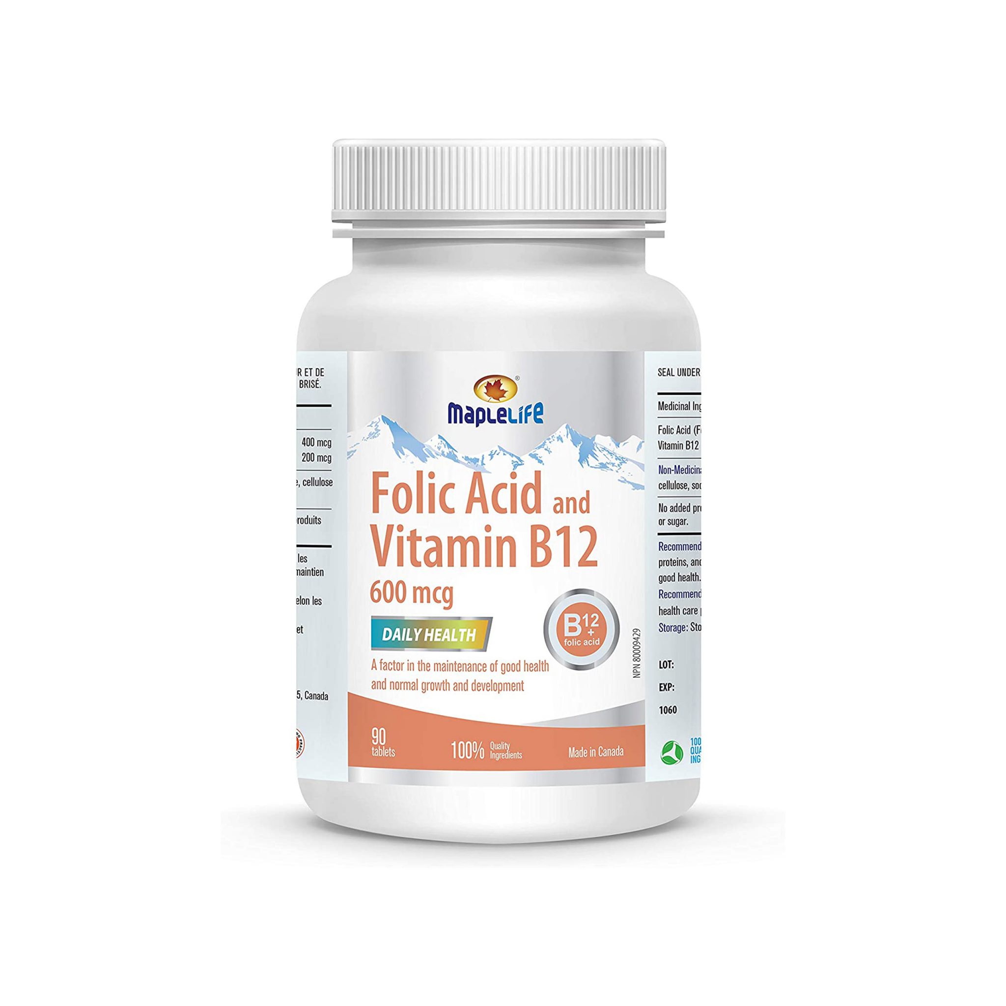Folic Acid and Vitamin B12 600mcg 90 Tablet Family Care Nutrition