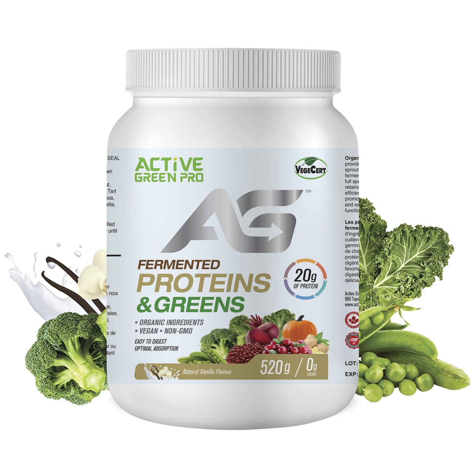 Active Green ProFermented Proteins & Greens Natural Vanilla Flavour Family Care Nutrition